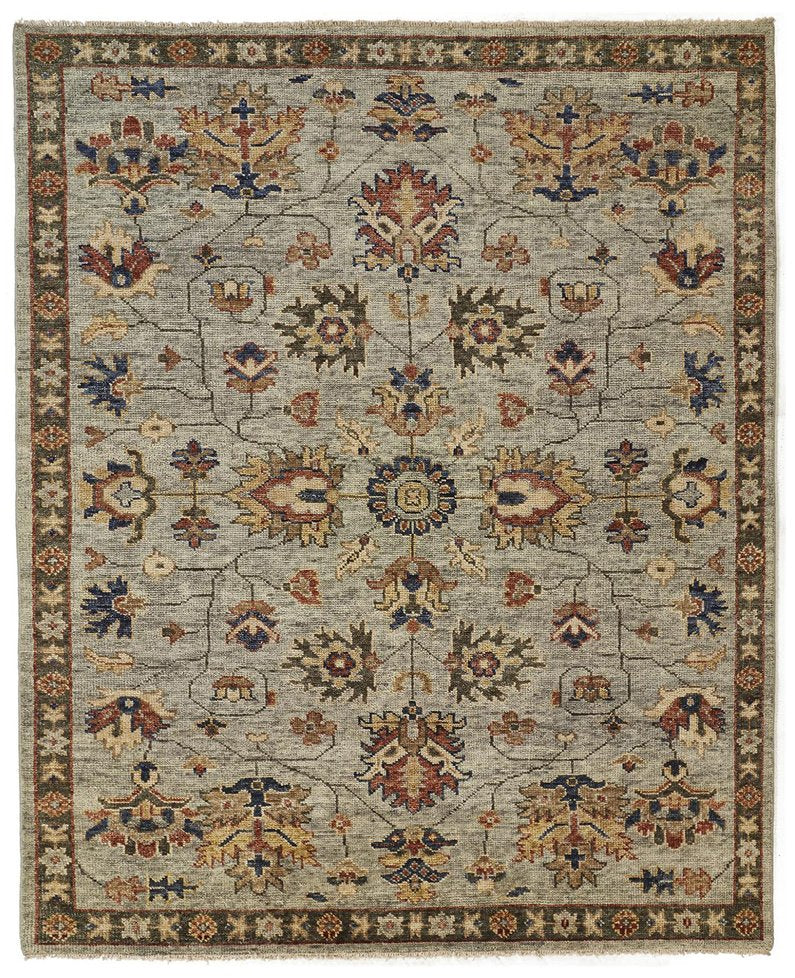 Carrington Hand-Knotted Wool Rug: Durable Design with Timeless Oushak Motifs and Rich Hues