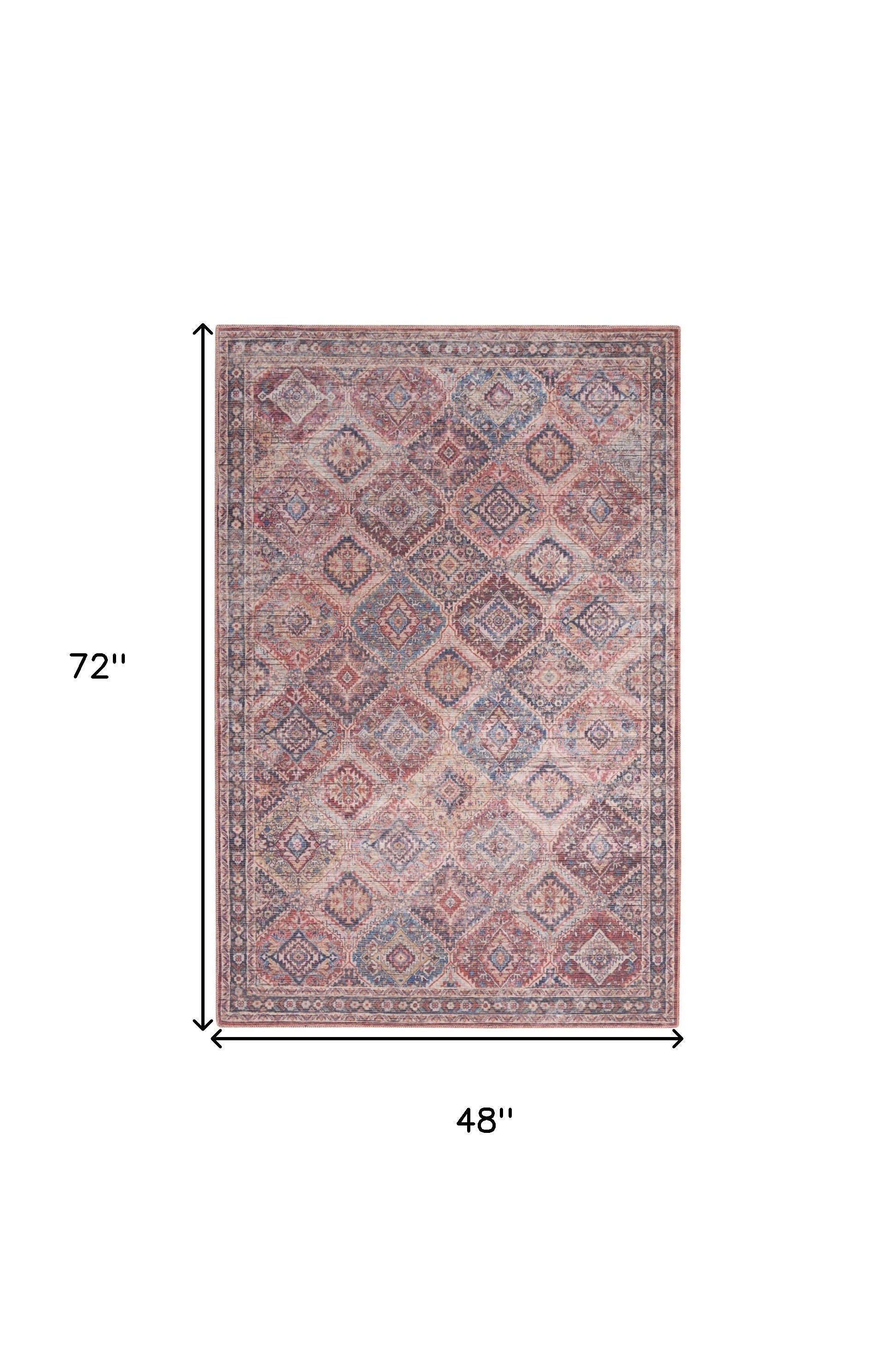 Stylish 4-Foot by 6-Foot Multicolored Oriental Distressed Washable Area Rug for Decorating Elegant Spaces