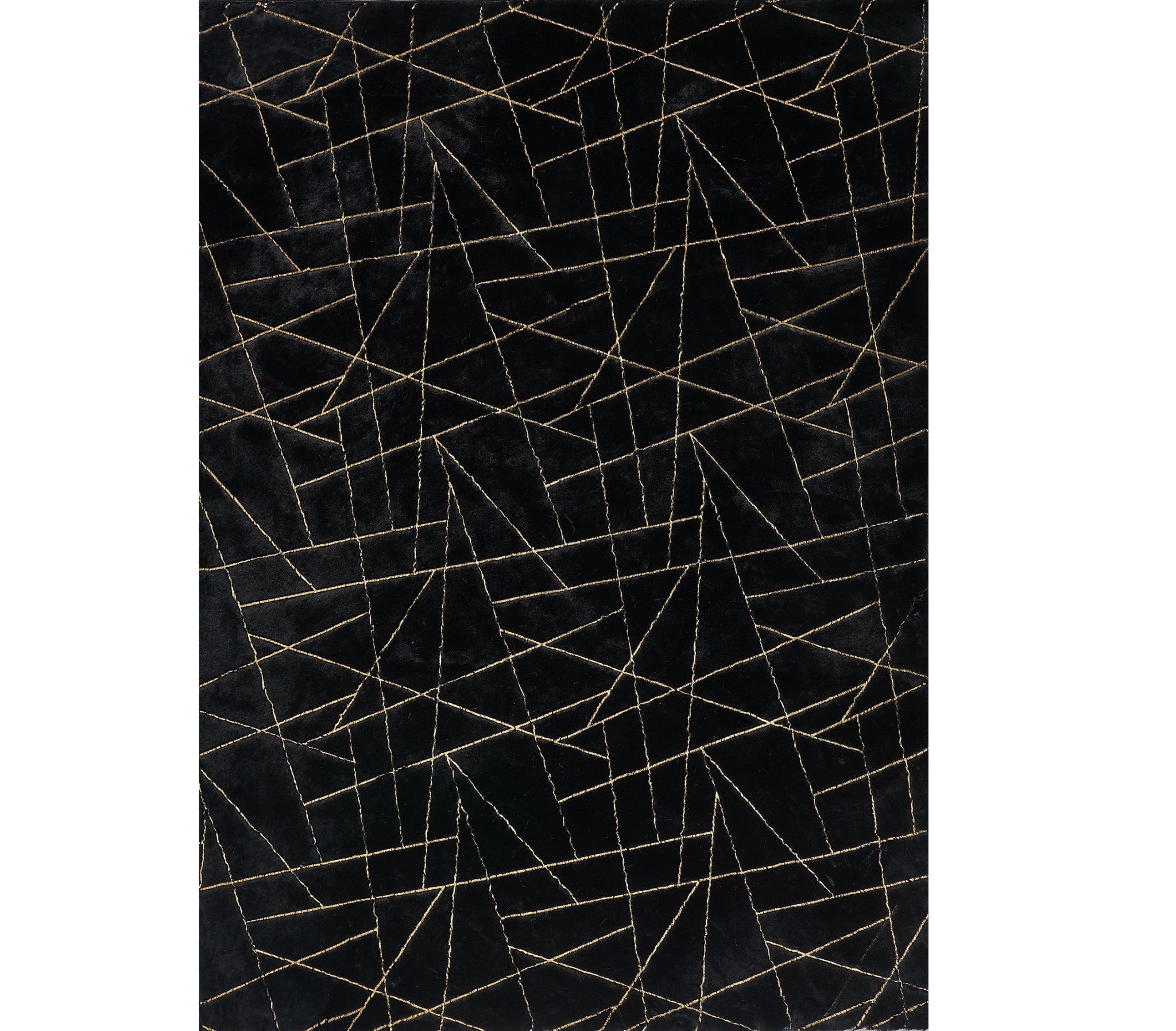 Exquisite Luxury Black and Gold Artificial Fur Abstract Shag Style Area Rug - A Soft, Non-Slip, and Fashionable Decorative Accent Piece