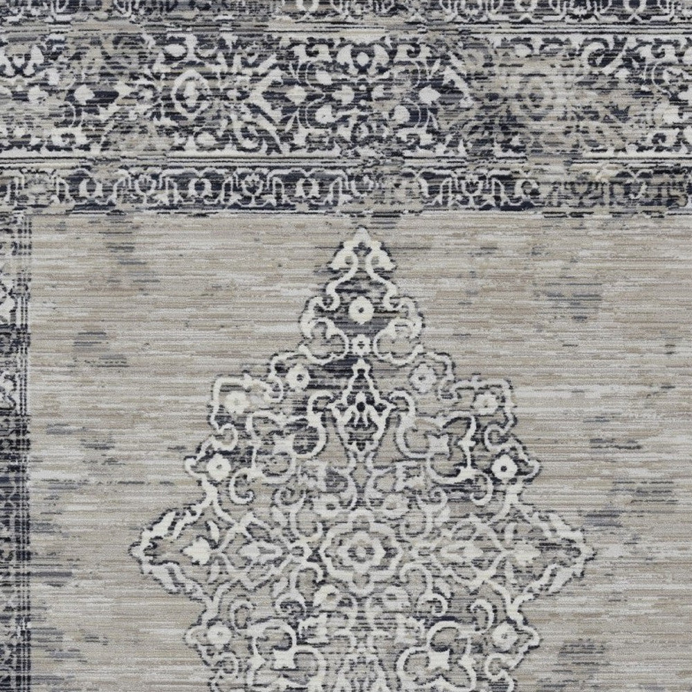 Stylish Charcoal and Gray Medallion Rectangle Area Rug for Cozy Home Decor