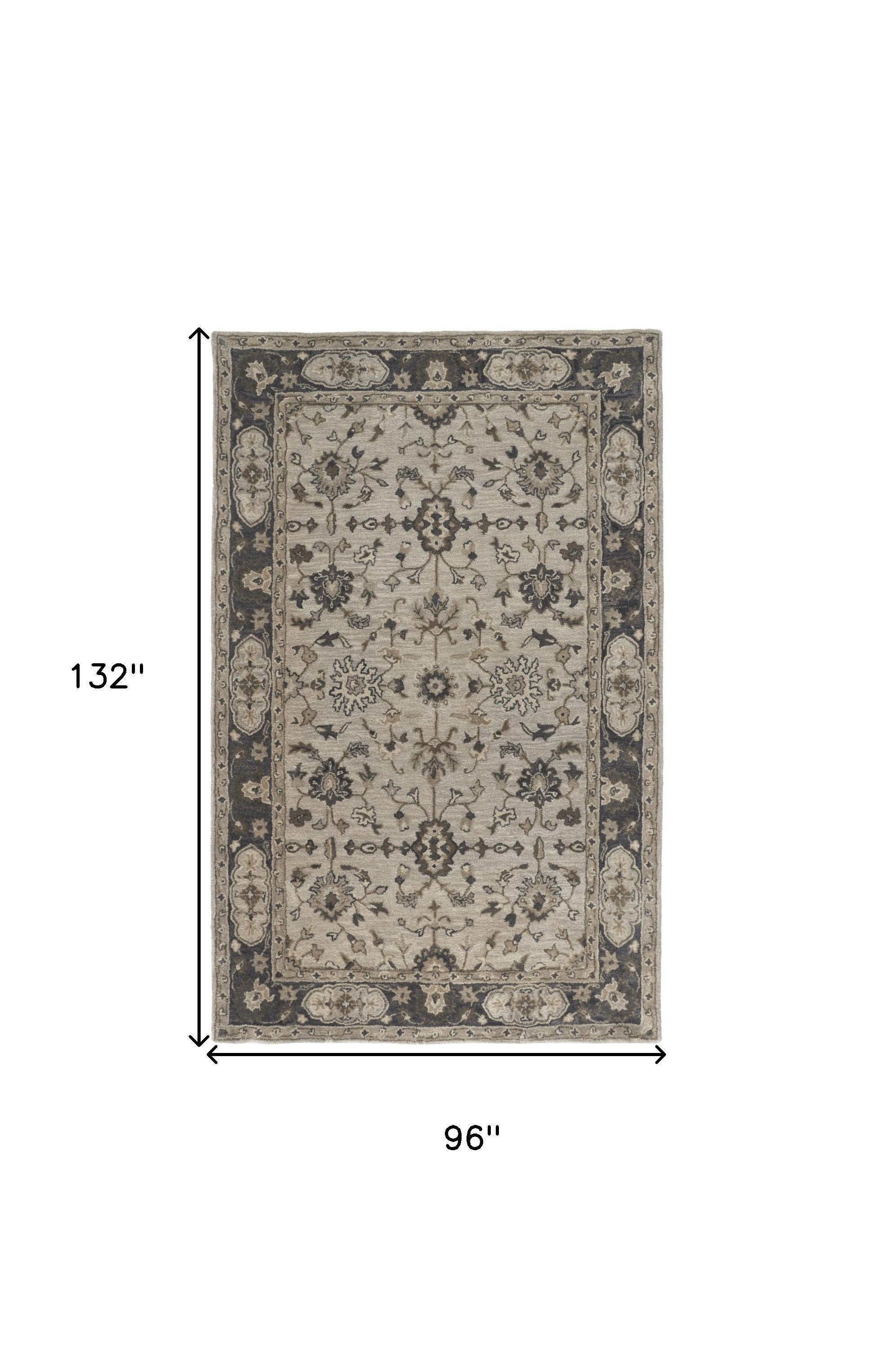 Exquisite Hand-Tufted Floral Wool Area Rug with Elegant Gray, Ivory, and Taupe Design for a Cozy and Stain-Resistant Living Space