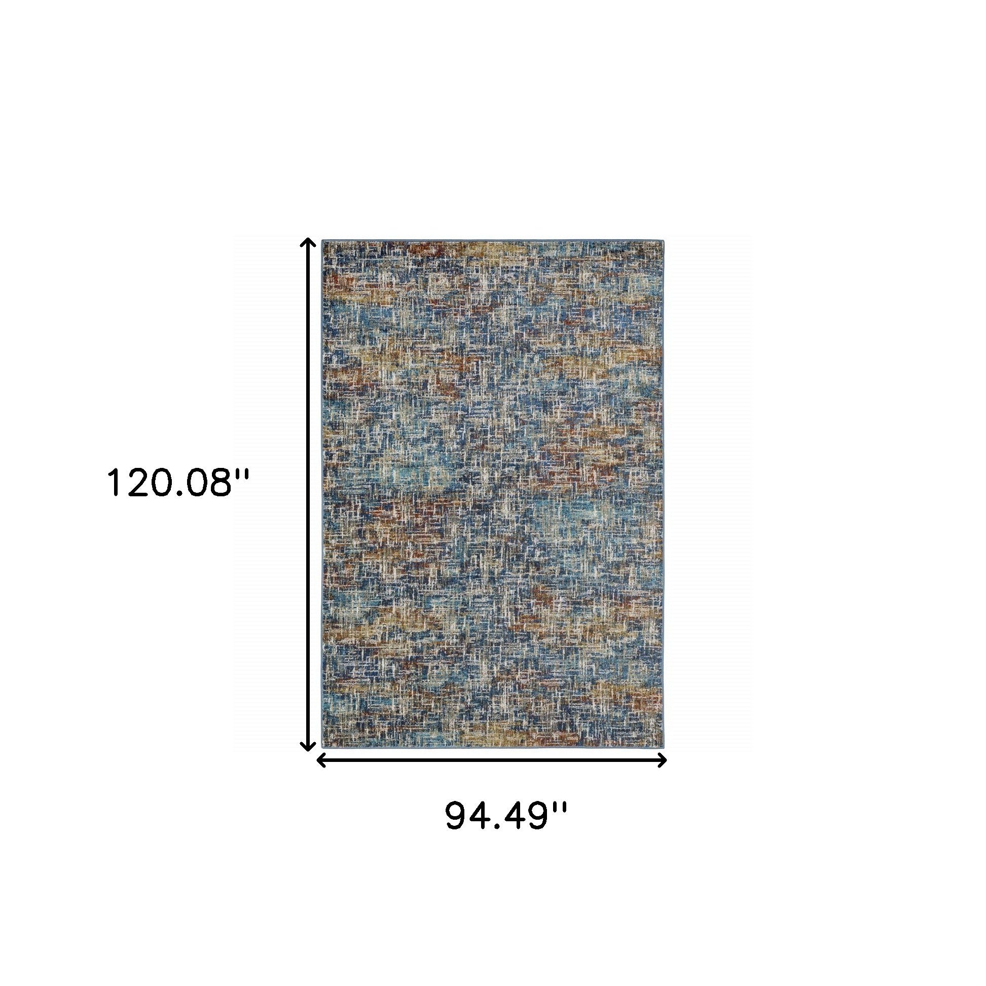 Stylish Blue Teal and Gold Stain-Resistant Runner Rug for Comfortable Home Decor