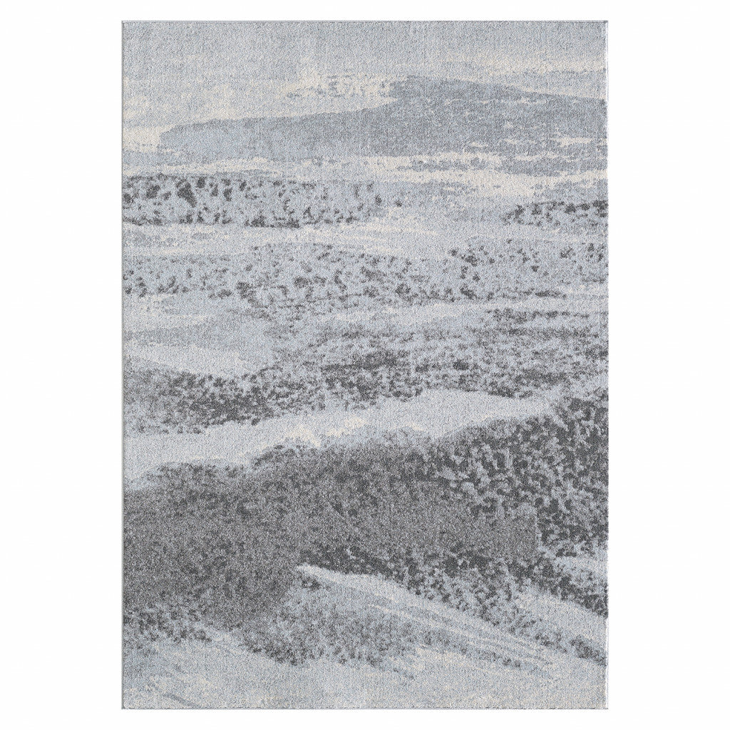 7' x 10' Stain-Resistant Blue and Gray Abstract Area Rug for Family Homes