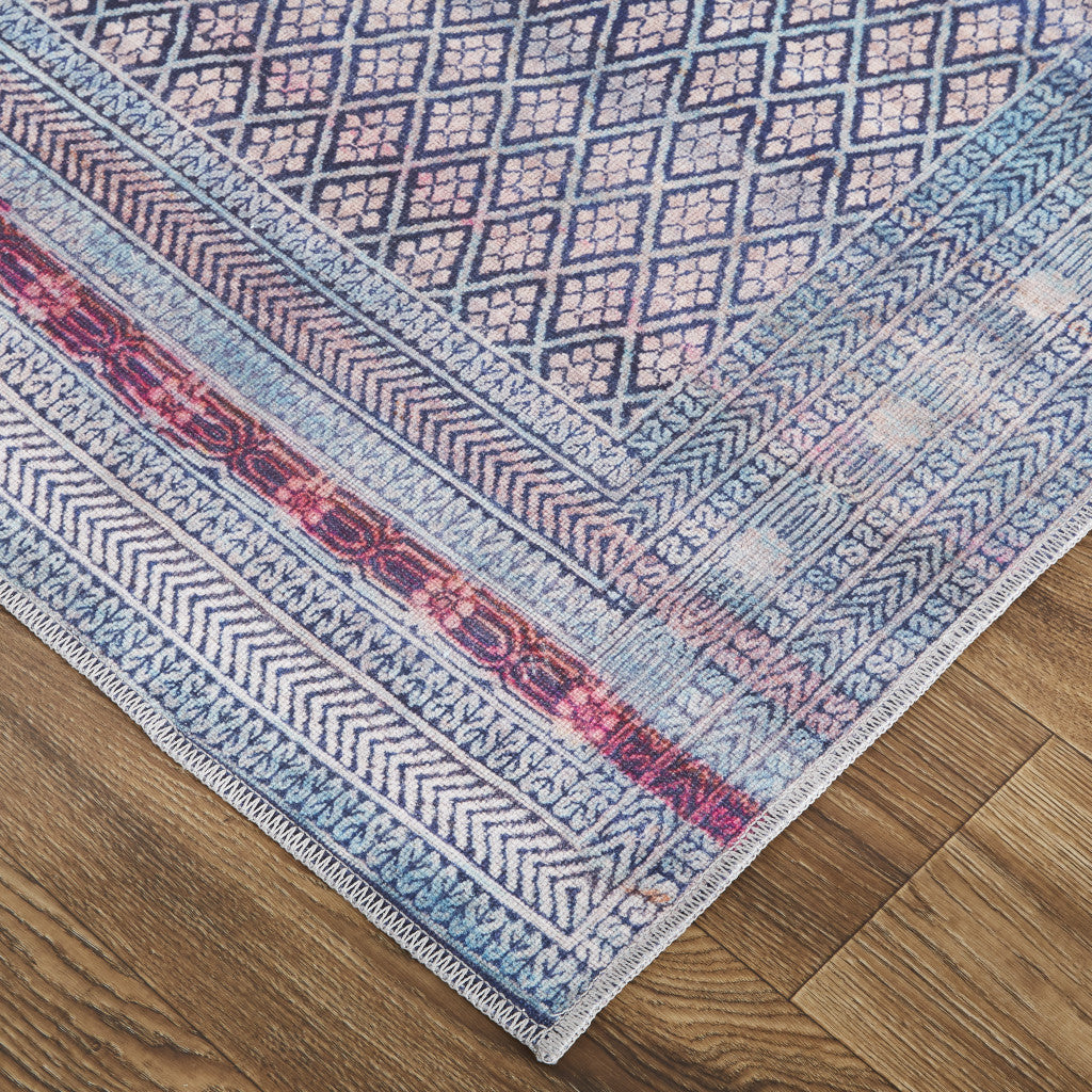 Stylish Tan, Blue & Pink Striped Area Rug for Elegant Warmth in Any Room