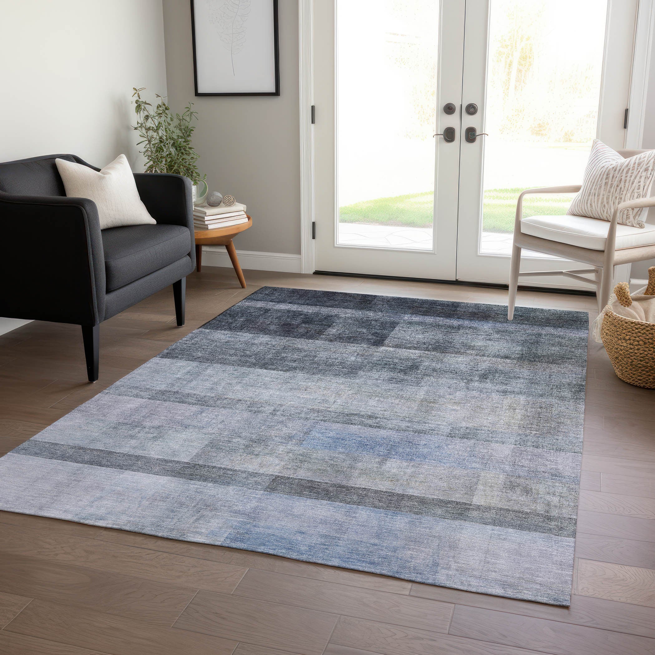 8-Foot Olive Green Ombre Stain-Resistant Indoor-Outdoor Runner Rug for Kids & Pets