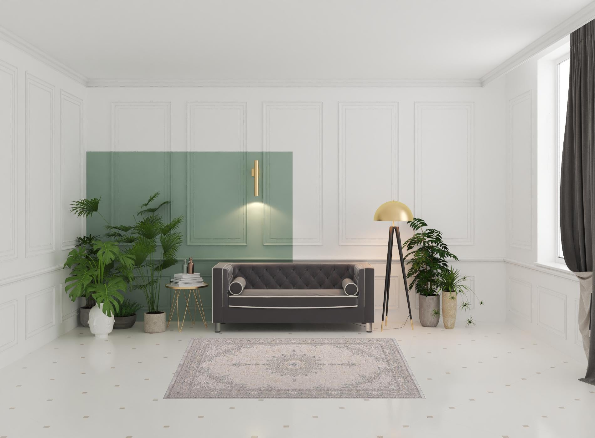 Elegant Gray Medallion Rectangular Area Rug Measuring 5x8 - Ideal for Stylish and Comfortable Home Decor