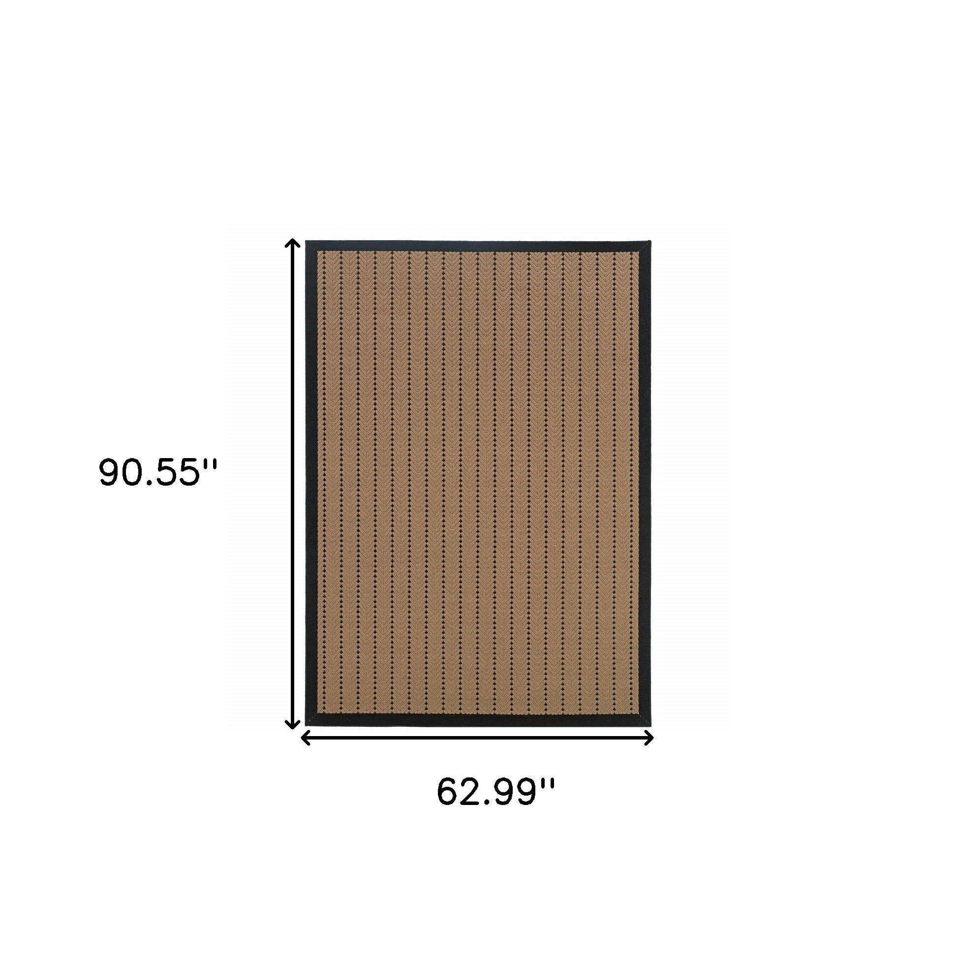 Stylish Stain-Resistant Beige and Black Geometric Outdoor & Indoor Area Rug