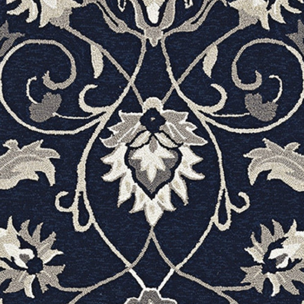 Exquisite Outdoor and Indoor Decor - Elegant Navy Blue Floral Hand - woven Area Rug for Enhancing Living Spaces