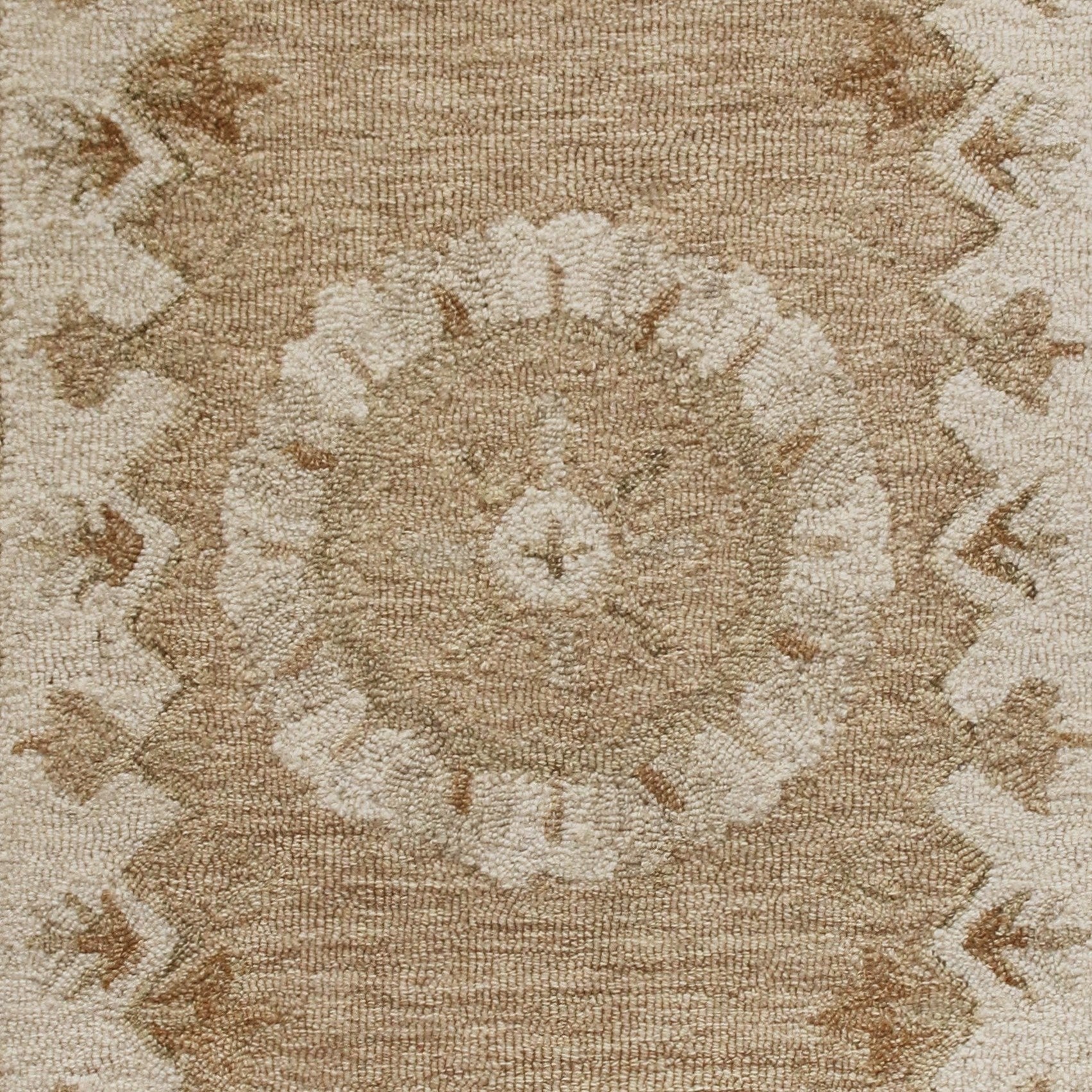 Luxurious 100% Wool Tan Retro Modern Medallion Runner Rug - Durable and Elegant Floor Decor for Home
