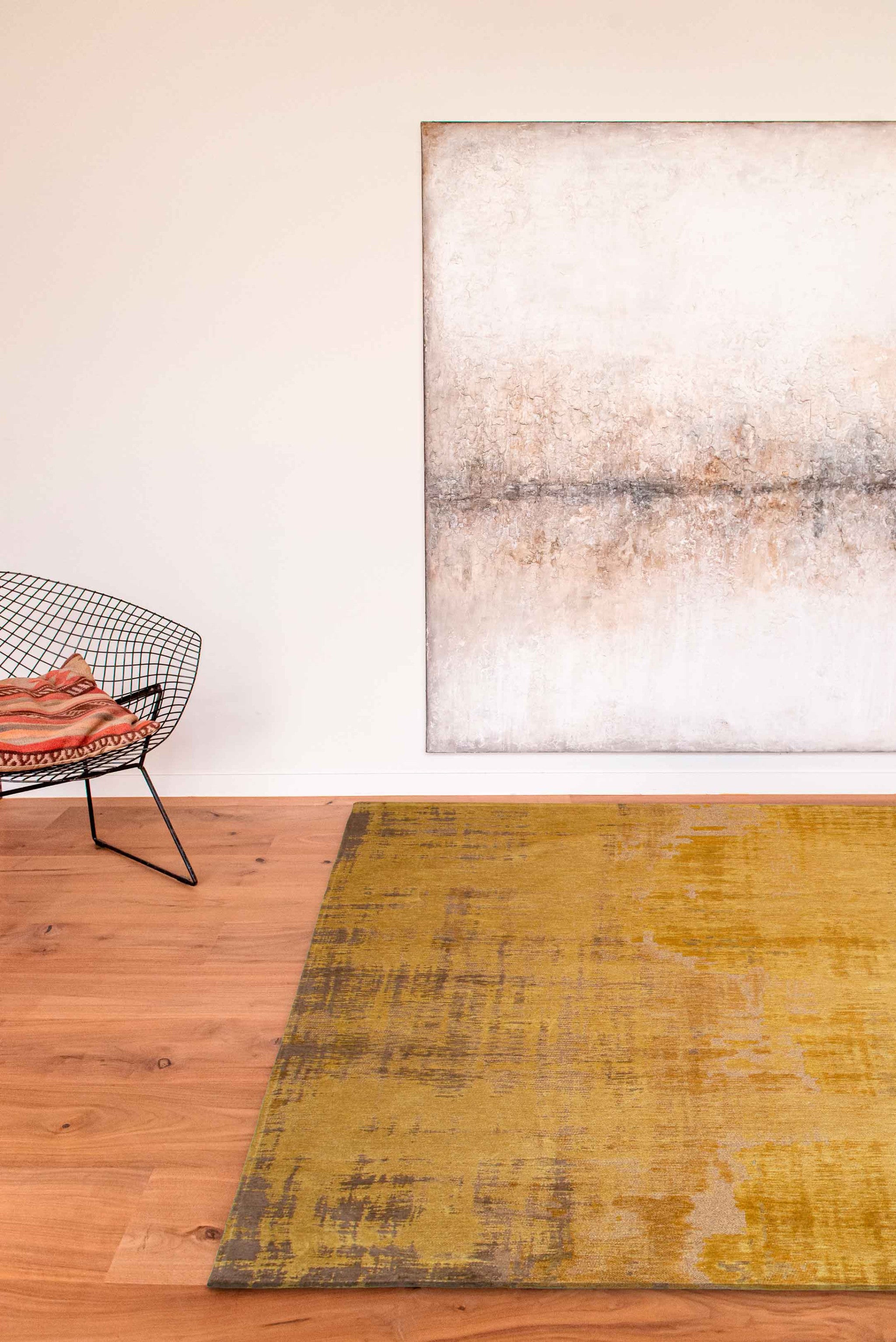 Stylish 7-Foot by 9-Foot Yellow and Brown Abstract Non-Slip Area Rug for Elevating Your Home Interior Decor