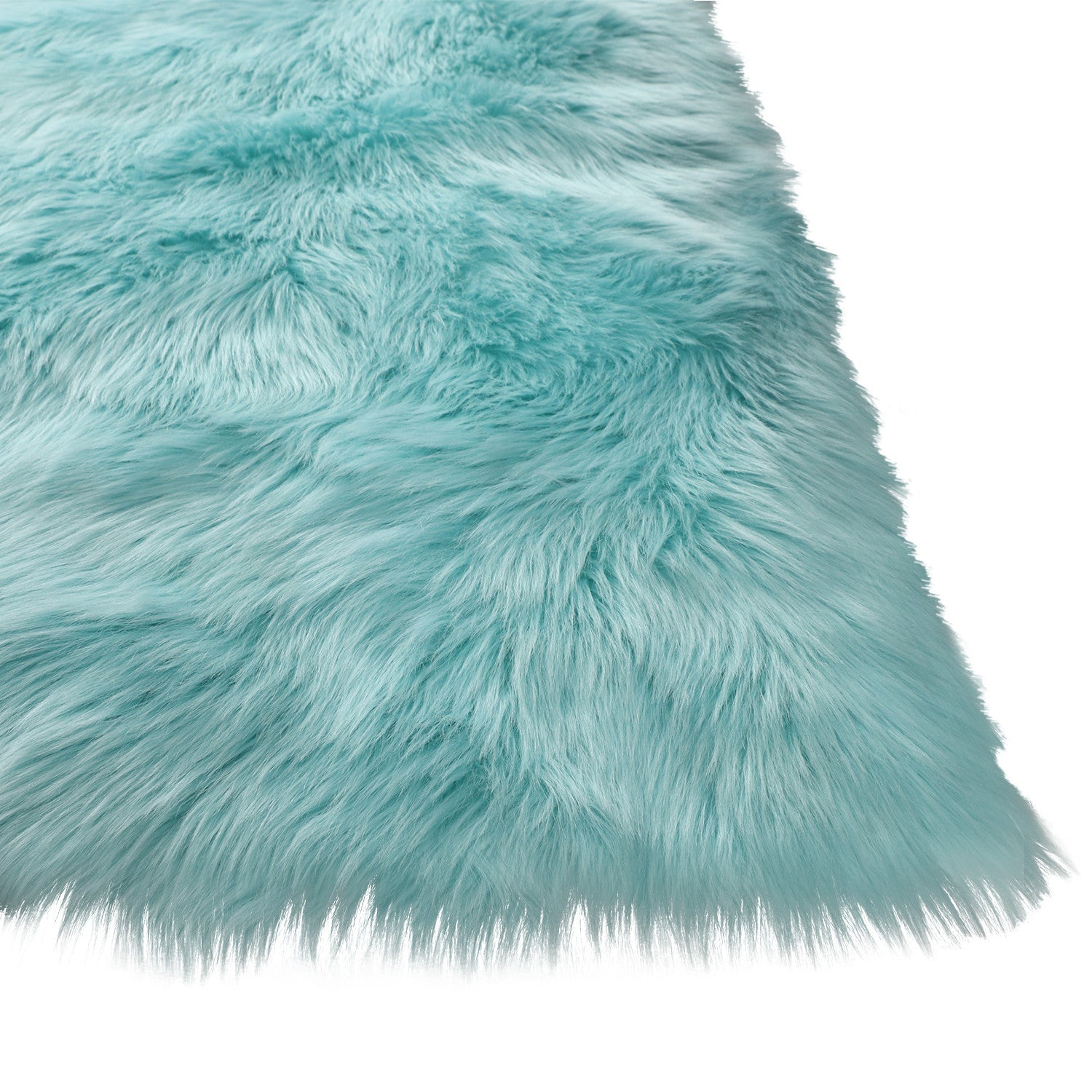 Soft, Washable Turquoise Faux Sheepskin Shag Area Rug - Stylish Decor for Any Room