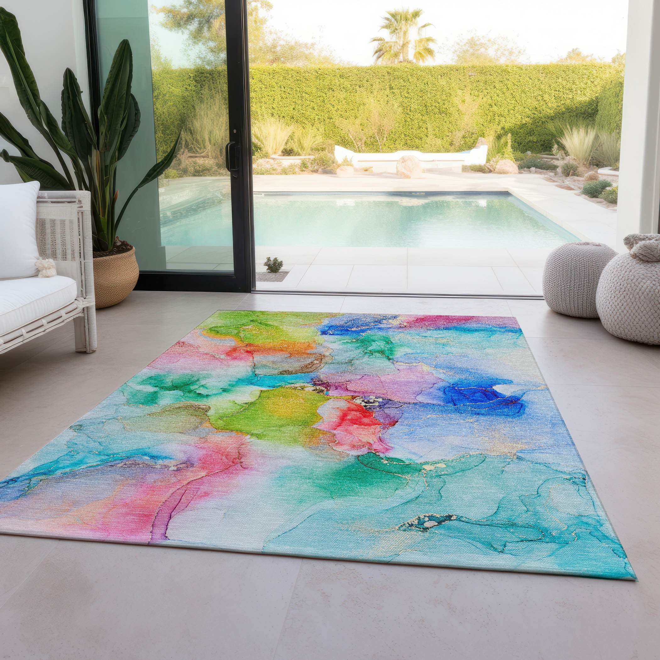 Stylish and Functional Outdoor Abstract Washable Runner Rug with Stain Resistance and Non - Skid Feature for Any Indoor or Outdoor Space