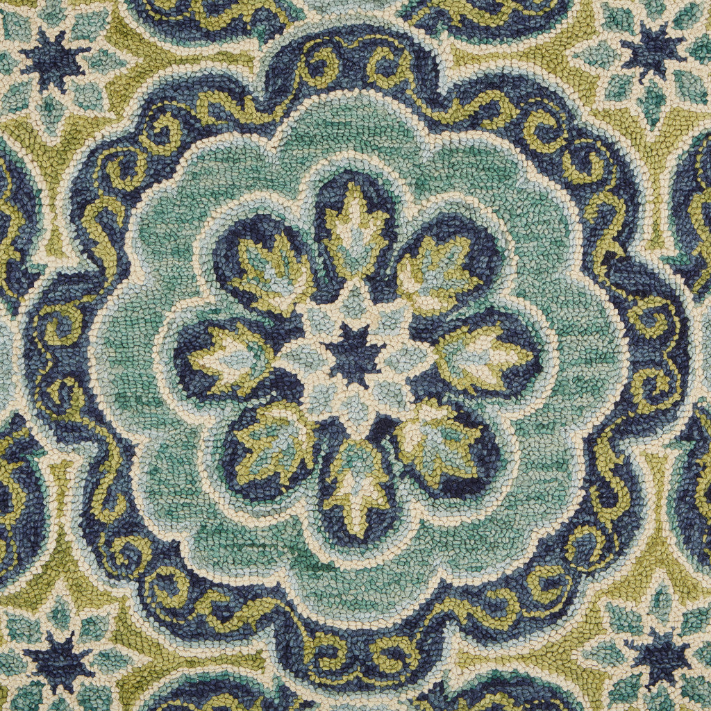 Elegant Hand-Tufted Green Wool Floral Area Rug for a Cozy Living Space