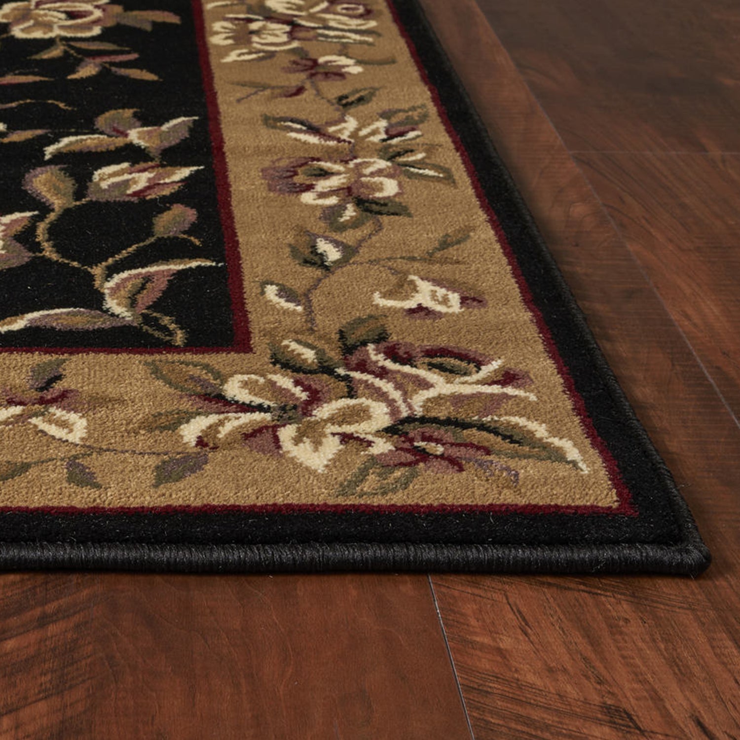Exquisite Black and Beige Floral Area Rug for Home Decor - Transform Your Living Space with Graceful Artistry