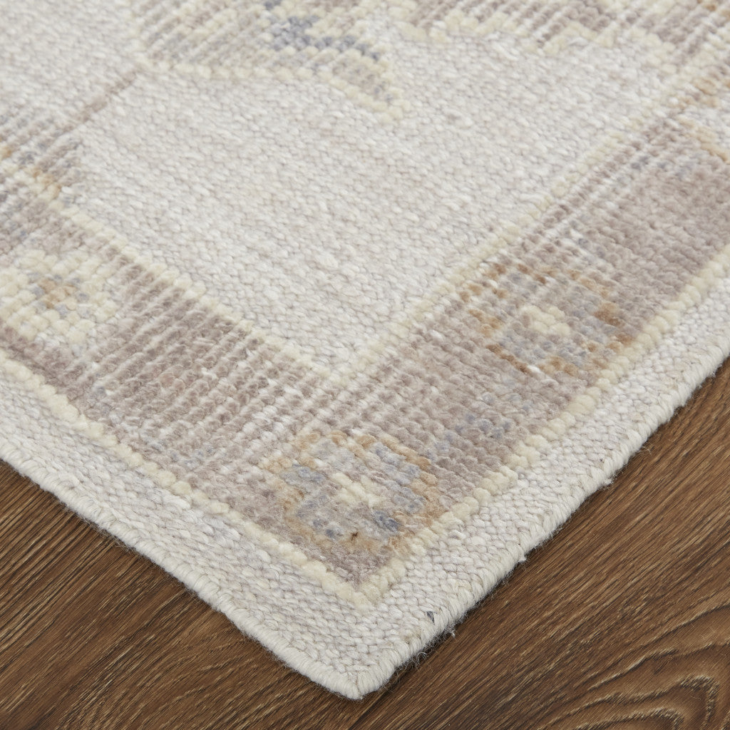 Stain-Resistant Ivory Floral Hand-Knotted Area Rug for Elegant Interiors