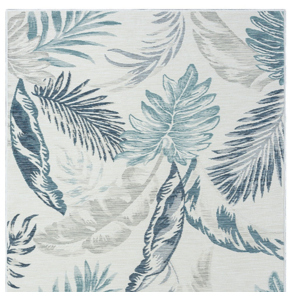 Stylish and Practical Indoor-Outdoor Area Rug with Palm Leaf Design - Stain Resistant, Ideal for Spaces with Kids and Pets