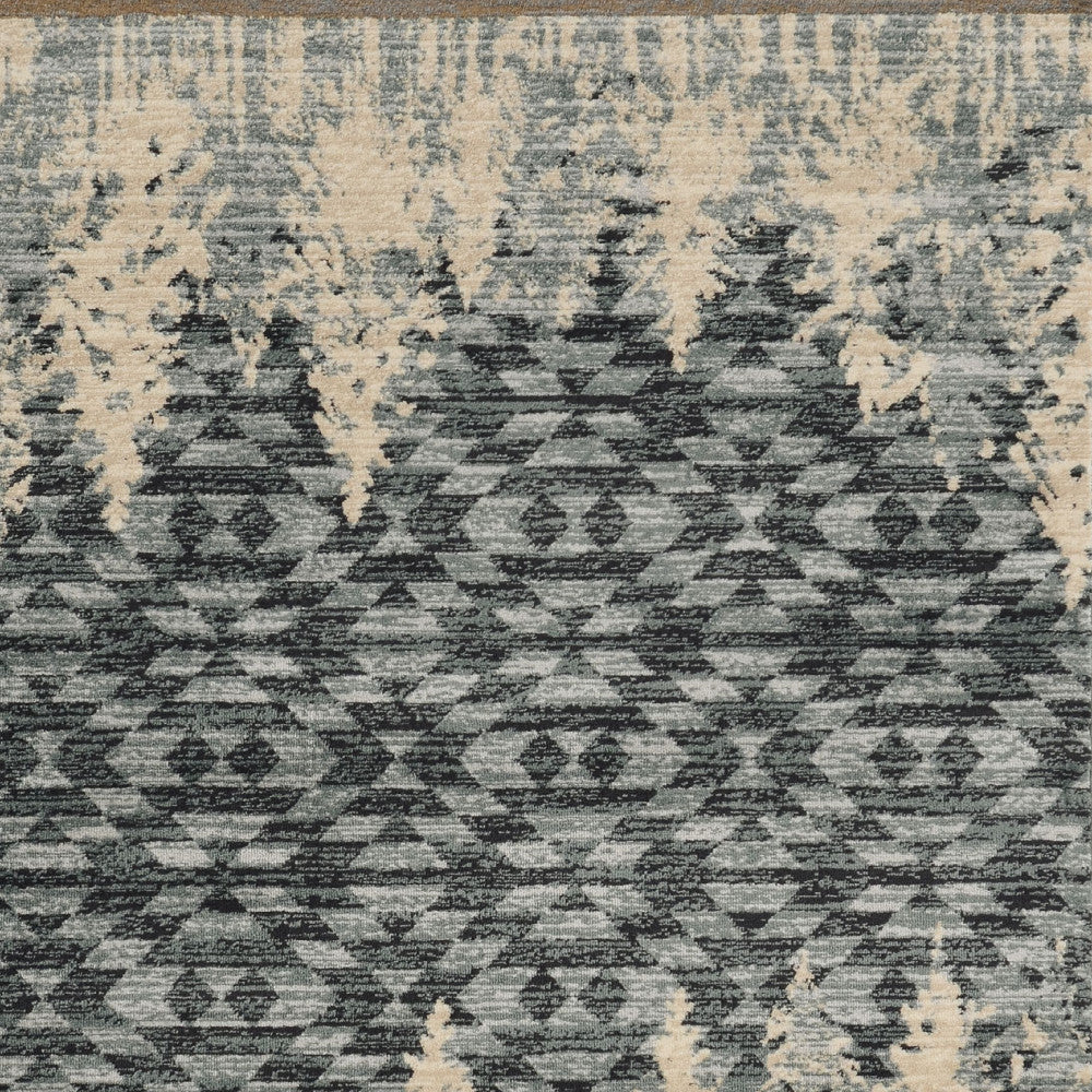Slate Blue Round Southwestern Area Rug with Luxurious Texture and Designer Style for Your Living Room Decor