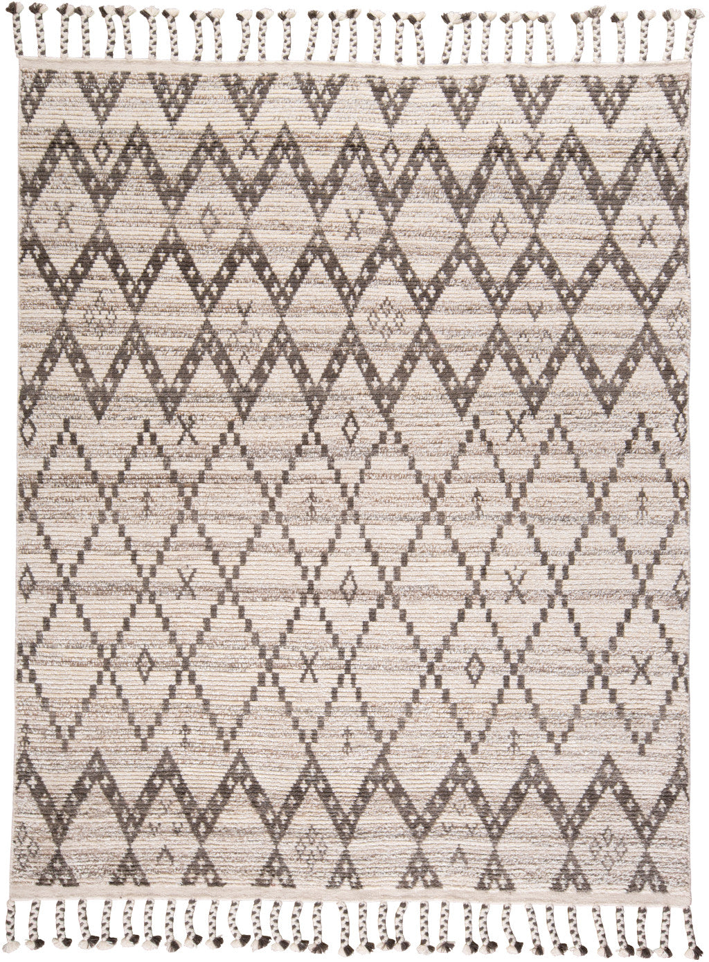 Stylish and Comfortable Taupe and Ivory Hand-Knotted Geometric Wool Area Rug for Home Decor - Stain-Resistant and Unique