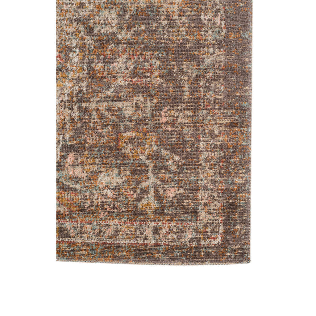 Stain-Resistant Medallion Area Rug in Beige, Gray & Taupe for Family Homes