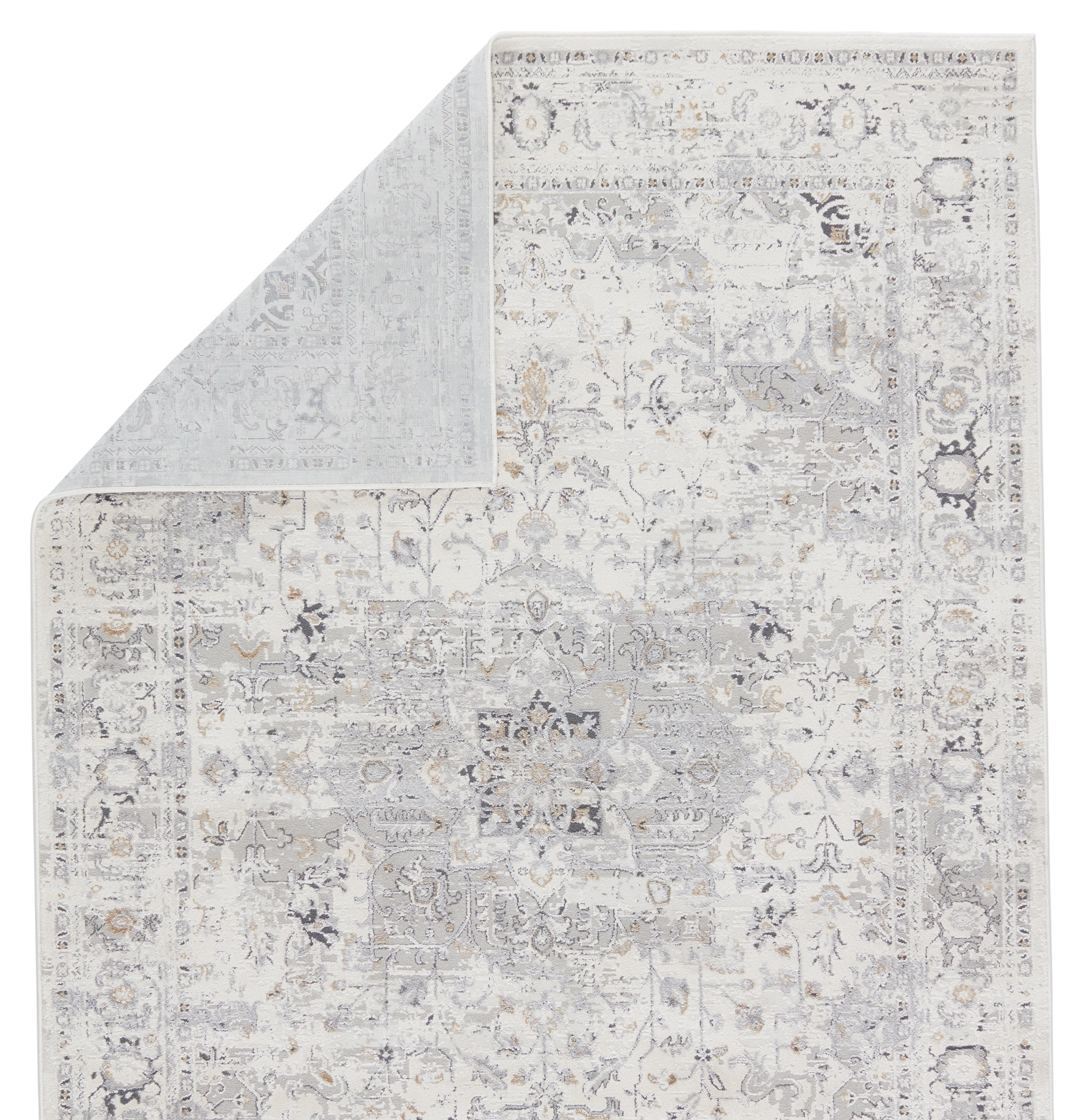 Elegant Gray & Ivory Power-Loomed Solace Ellington Medallion Rug for High-Traffic Indoors