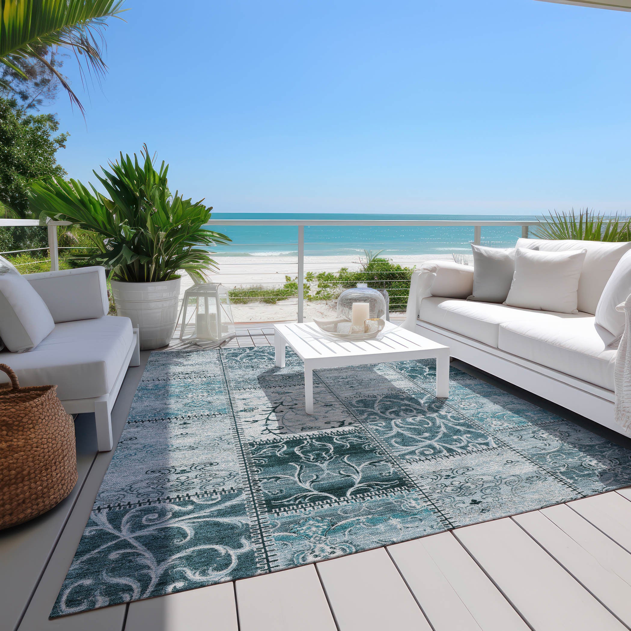 Stylish and Washable Outdoor and Indoor Runner Rug with Patchwork Design for Versatile Use