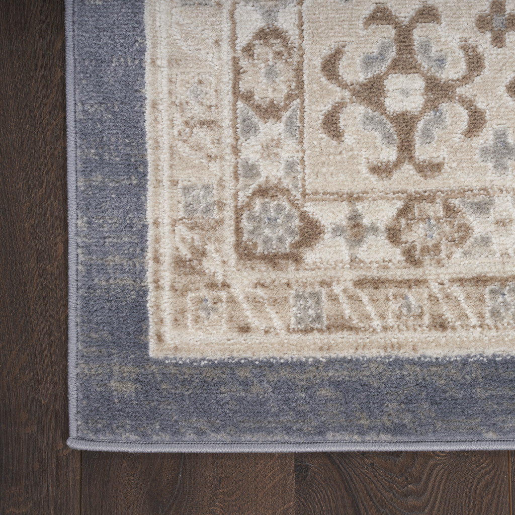 Stylish 5' x 7' Blue Geometric Distressed Rectangle Area Rug for Modern Homes