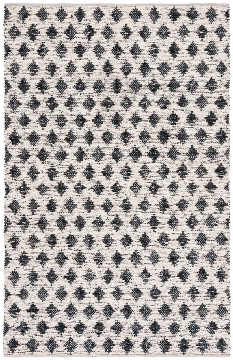 Exquisite Natura Flat - Weave Floor Rug with a Distinctive Indian Design, Crafted from 60% Wool and 40% Leather