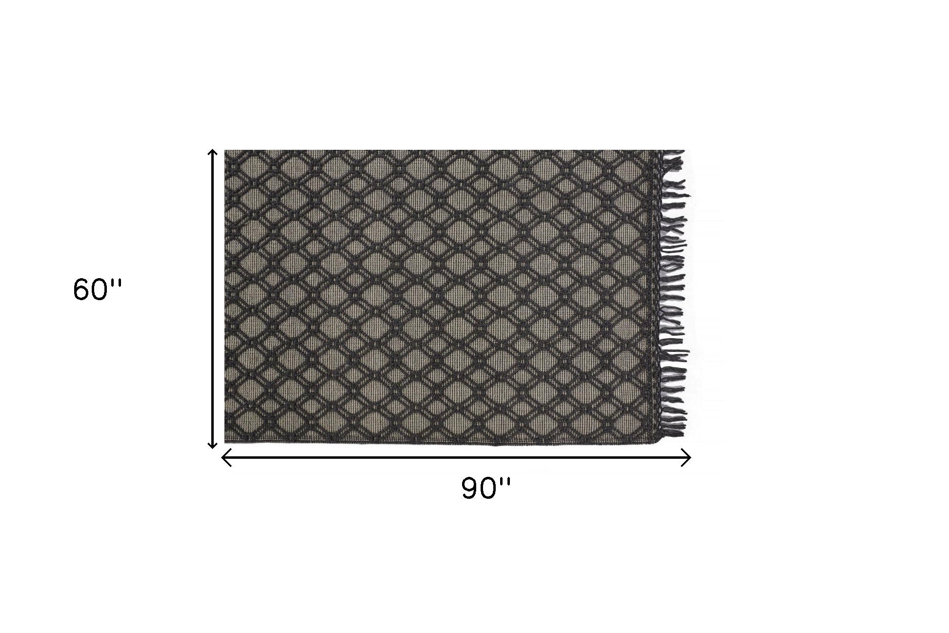 Exquisite Hand - Woven Wool Area Rug with a Stylish Black and Ivory Geometric Pattern and Classic Fringe Trim