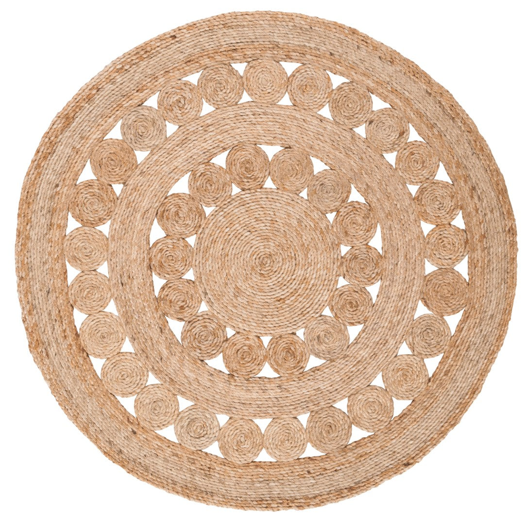 Stylish Hand-Woven Natural Jute Round Rug - Eco-Friendly Indian Home Decor