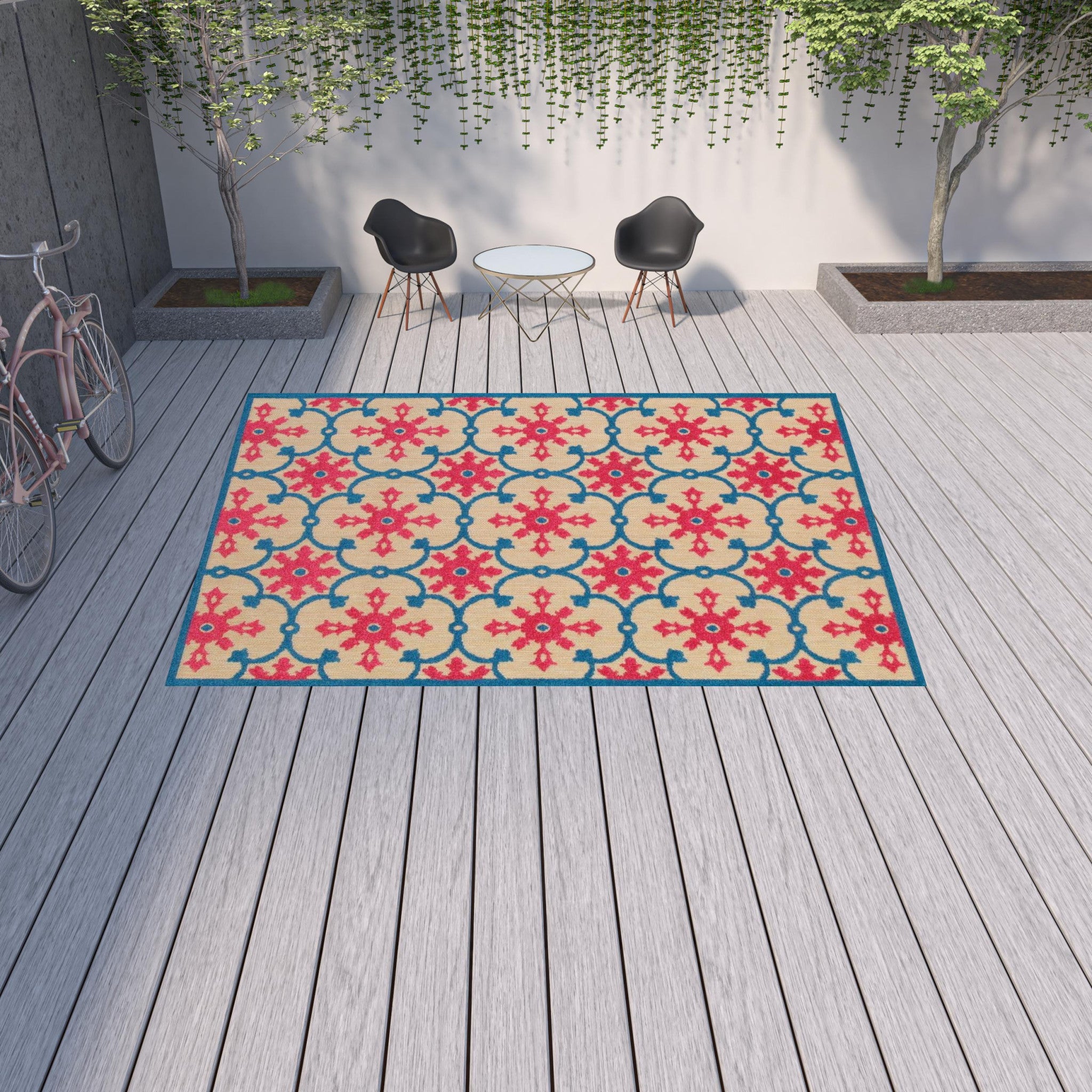 5x8 ft Stylish Stain-Resistant Oriental Outdoor Rugs for Indoor & Outdoor Use