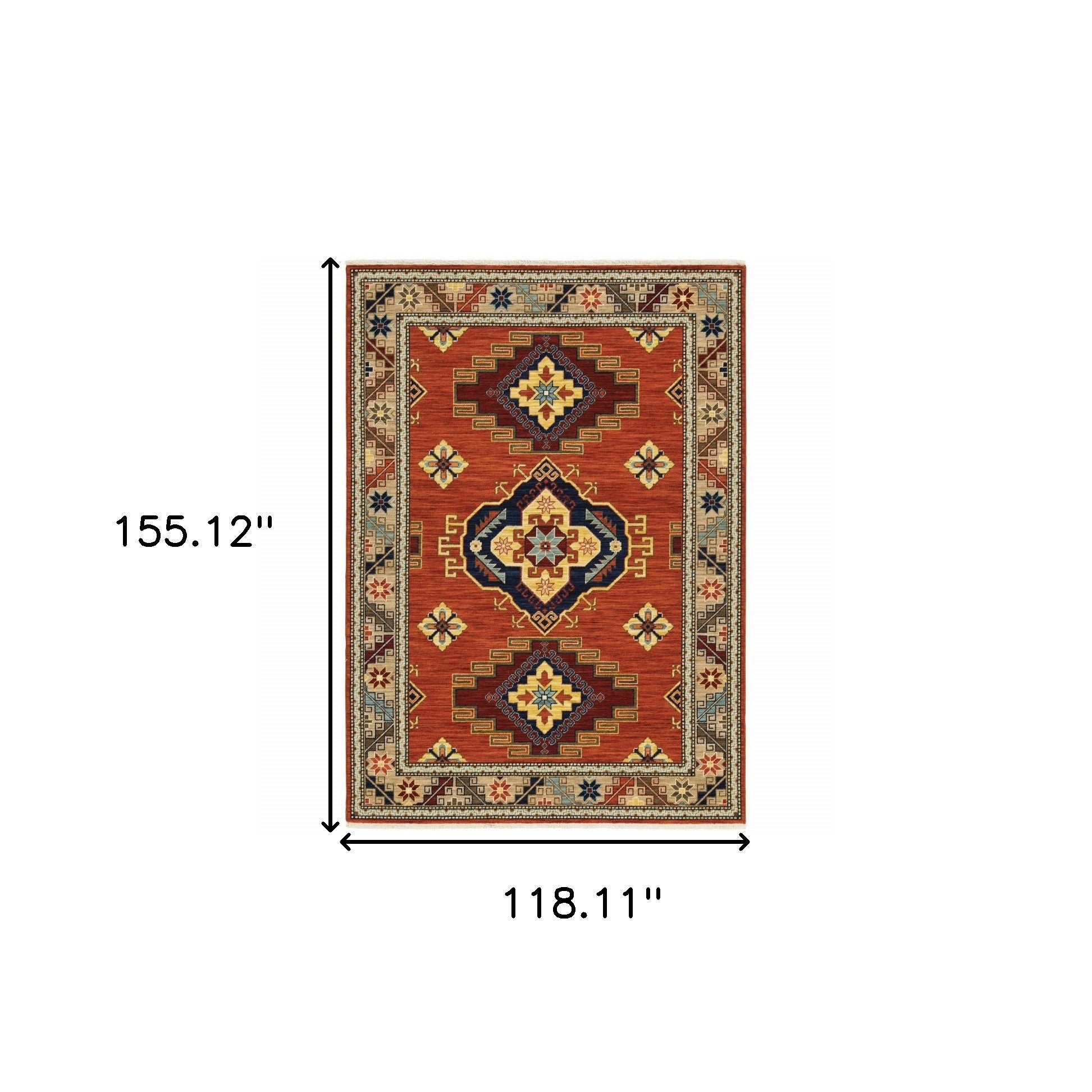Stain-Resistant Red, Gold & Blue Oriental Area Rug - Stylish for Any Space