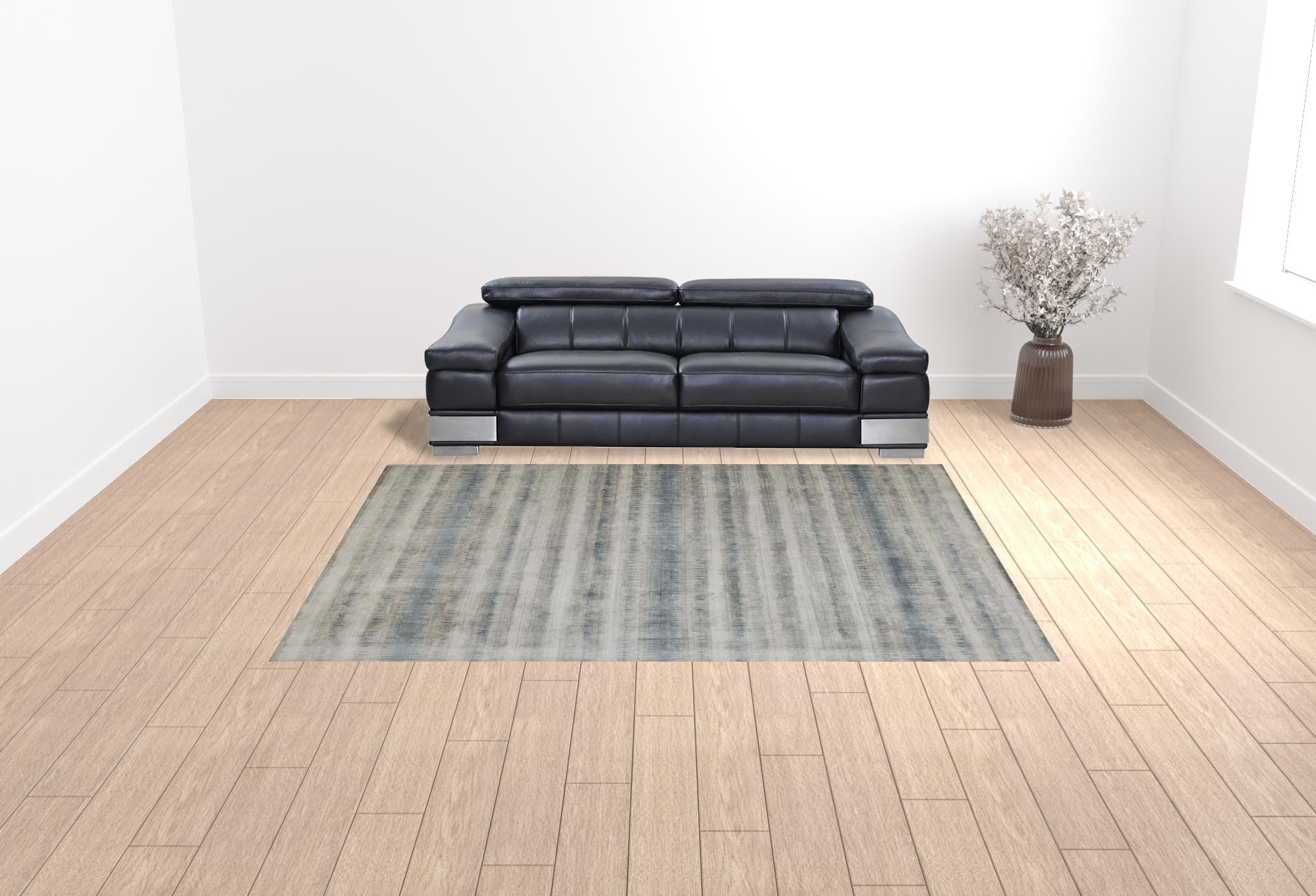 Exquisite Hand-Woven Area Rug in Elegant Tan, Ivory & Black Abstract Design for Home Decor