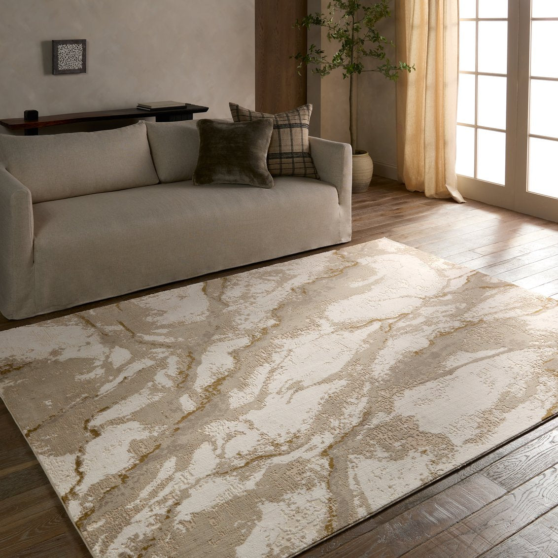Toprak Natura TOP02 Power-loomed Machine-made 100% Polyester Abstract Design Indoor Area Rug for Medium-traffic Spaces