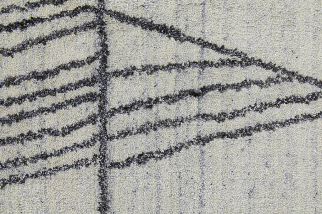 Unique Artisan Hand-Woven Black and Ivory Abstract Area Rug for Home Decor