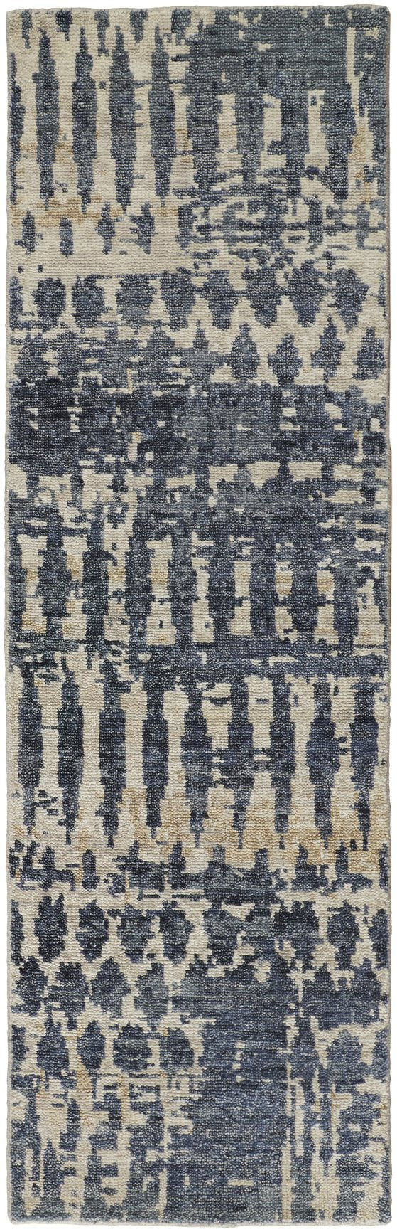 Luxurious Low-Pile Hand-Knotted Wool Rug with Abstract Geometric Patterns for Every Space
