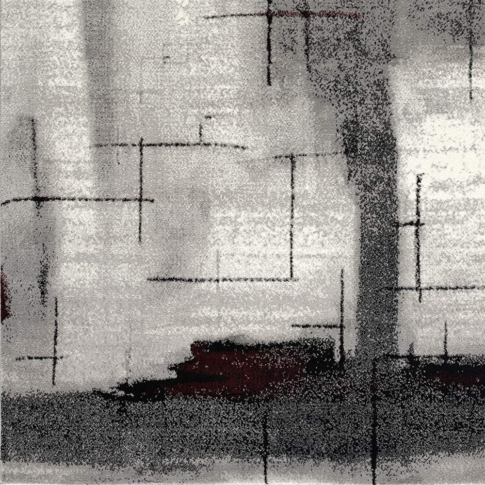Stylish Gray Abstract Power Loom Area Runner Rug for Home - Enhance Your Living Space with High - Quality Artistic Design