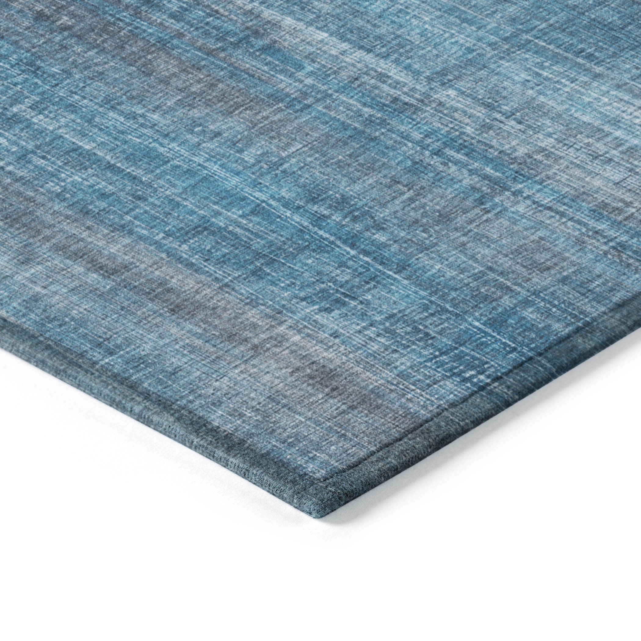Washable, Non-Skid, Stain-Resistant Blue Striped Rug for Indoor & Outdoor Use, Ideal for Pets