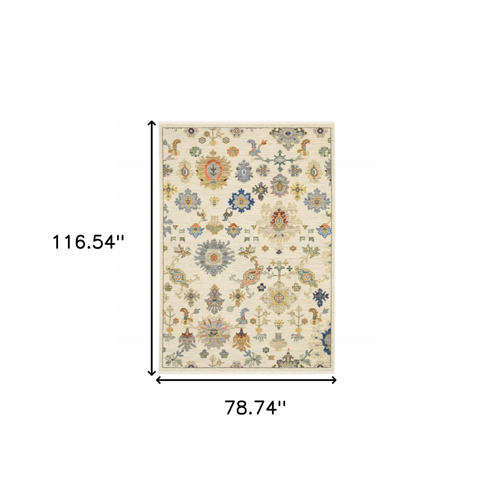 Stylish Fringed Stain-Resistant Oriental Area Rug for Kid and Pet-Friendly Homes