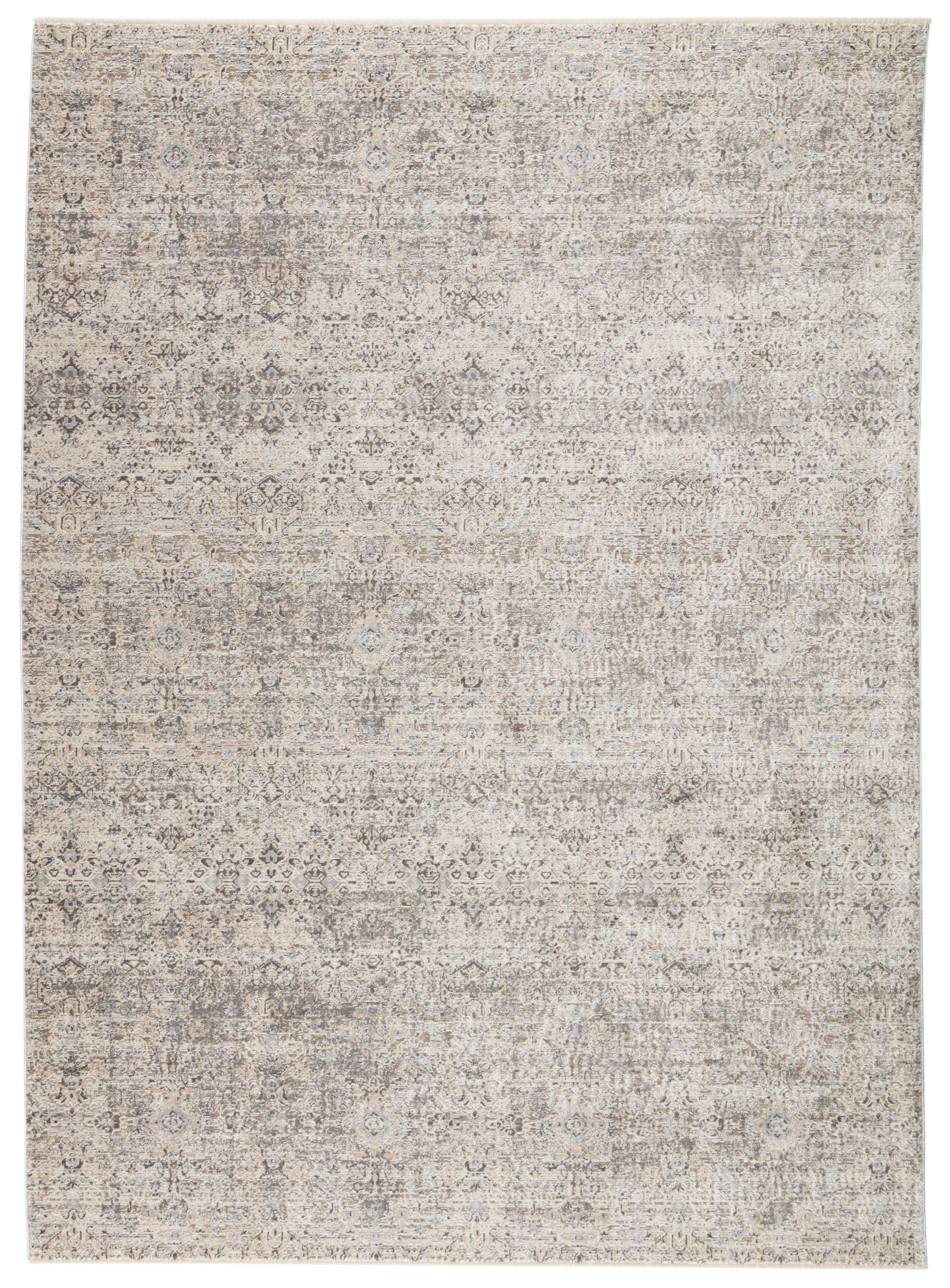 En Blanc Candide Transitional Trellis Rug - Soft 70% Viscose 30% Polyester in Gray/Ivory