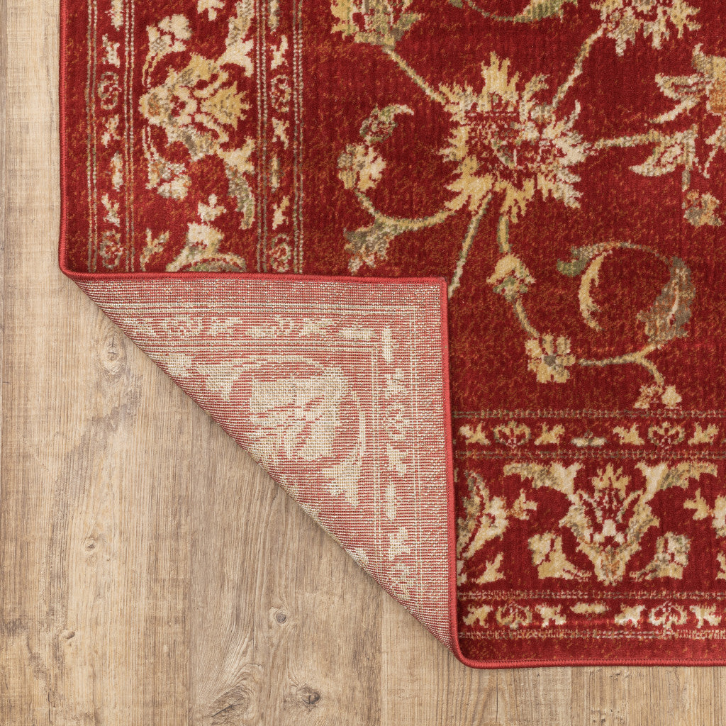 Stain-Resistant Oriental-Style Indoor Area Rug with an Elegant Red and Gold Design, Ideal for Kids' and Pets' Living Spaces