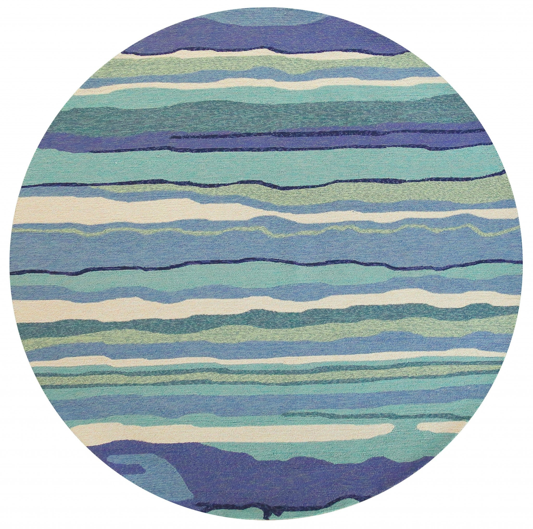 Stain-Resistant Blue Abstract Waves Outdoor Rug for Indoor & Outdoor Spaces