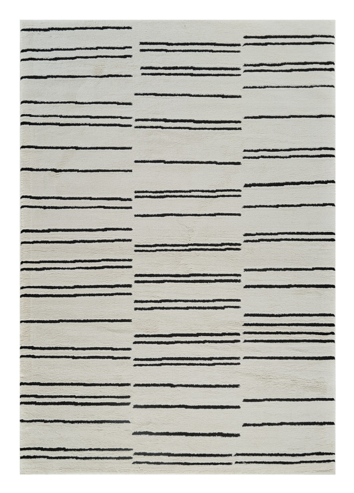 Stain-Resistant Cream and Black Abstract Distressed Area Rug for Family Rooms