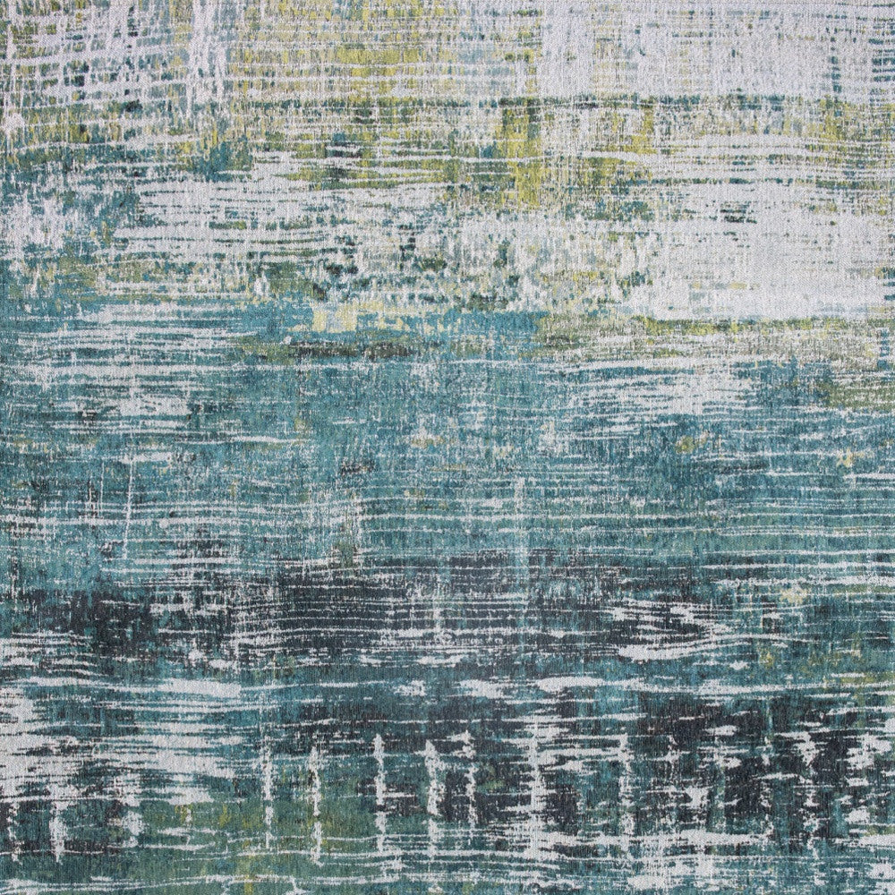 Modern 5' x 7' Blue and Green Abstract Anti-Slip Area Rug for Room Decor