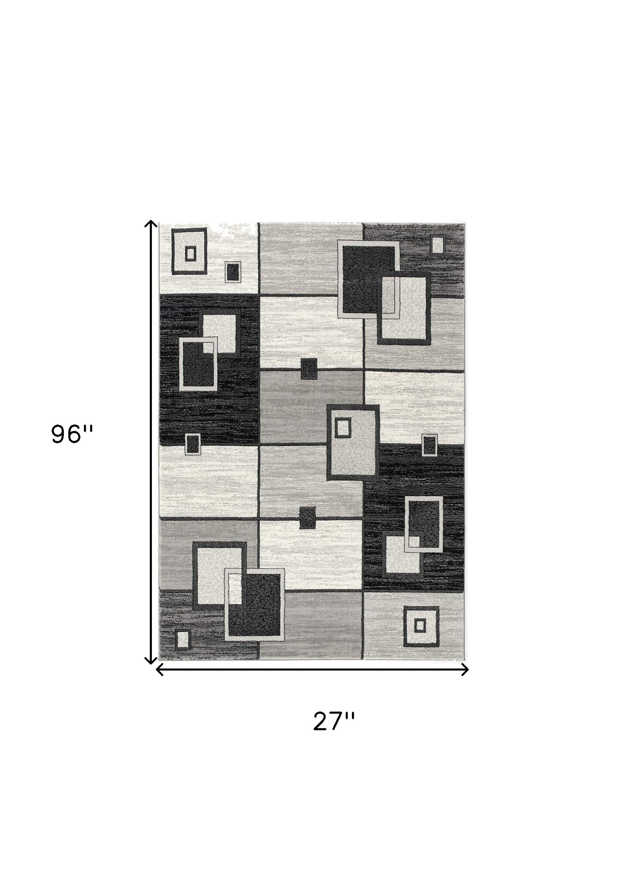 Stylish Gray Abstract Power Loom Runner Area Rug - Enhance Your Living Space with Artistic Design and Comfort