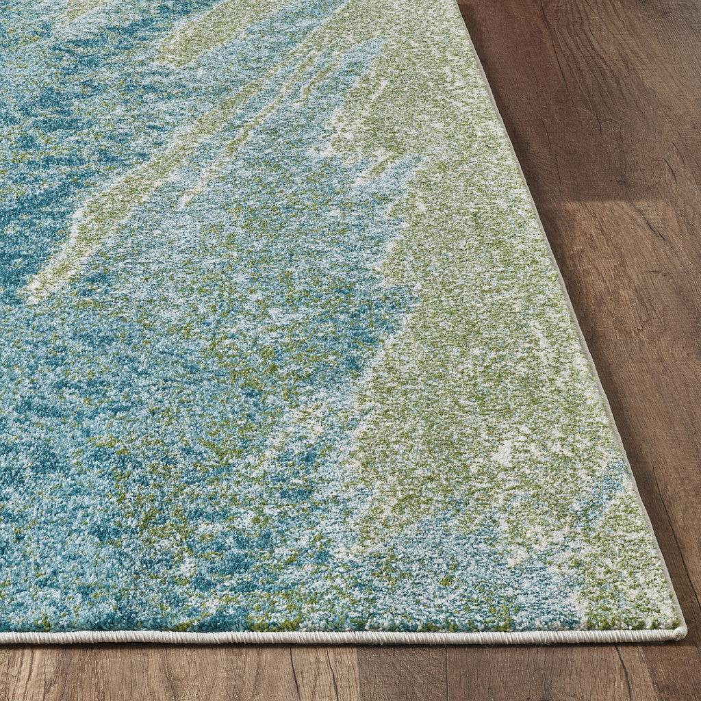 7' x 10' Blue Abstract Polypropylene Area Rug - Stylish and Stain-Resistant Floor Covering Ideal for Homes with Children and Pets