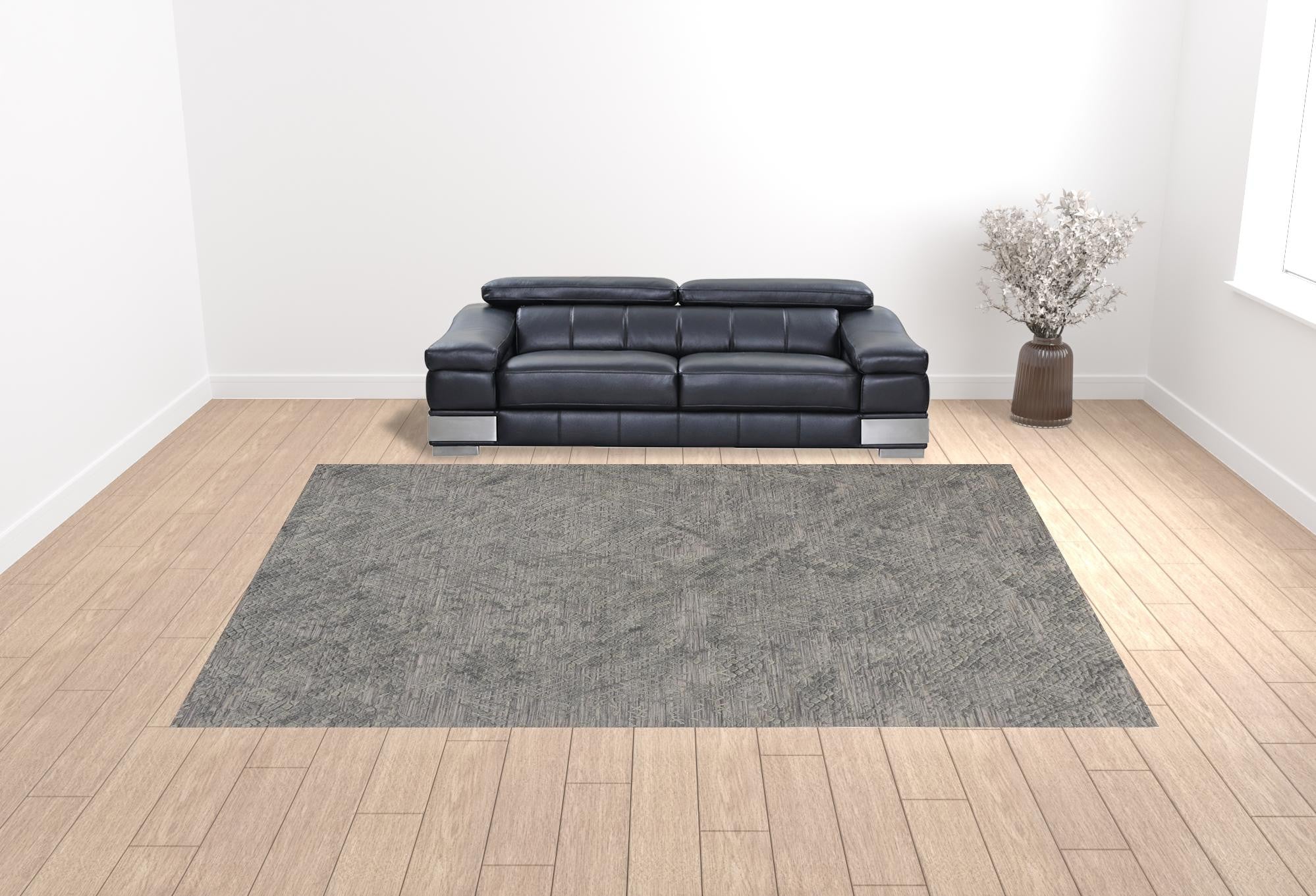 Exquisite Hand Woven Gray Abstract Area Rug for Home - Enhance Your Interior Decor with Authentic Artisan Craftsmanship