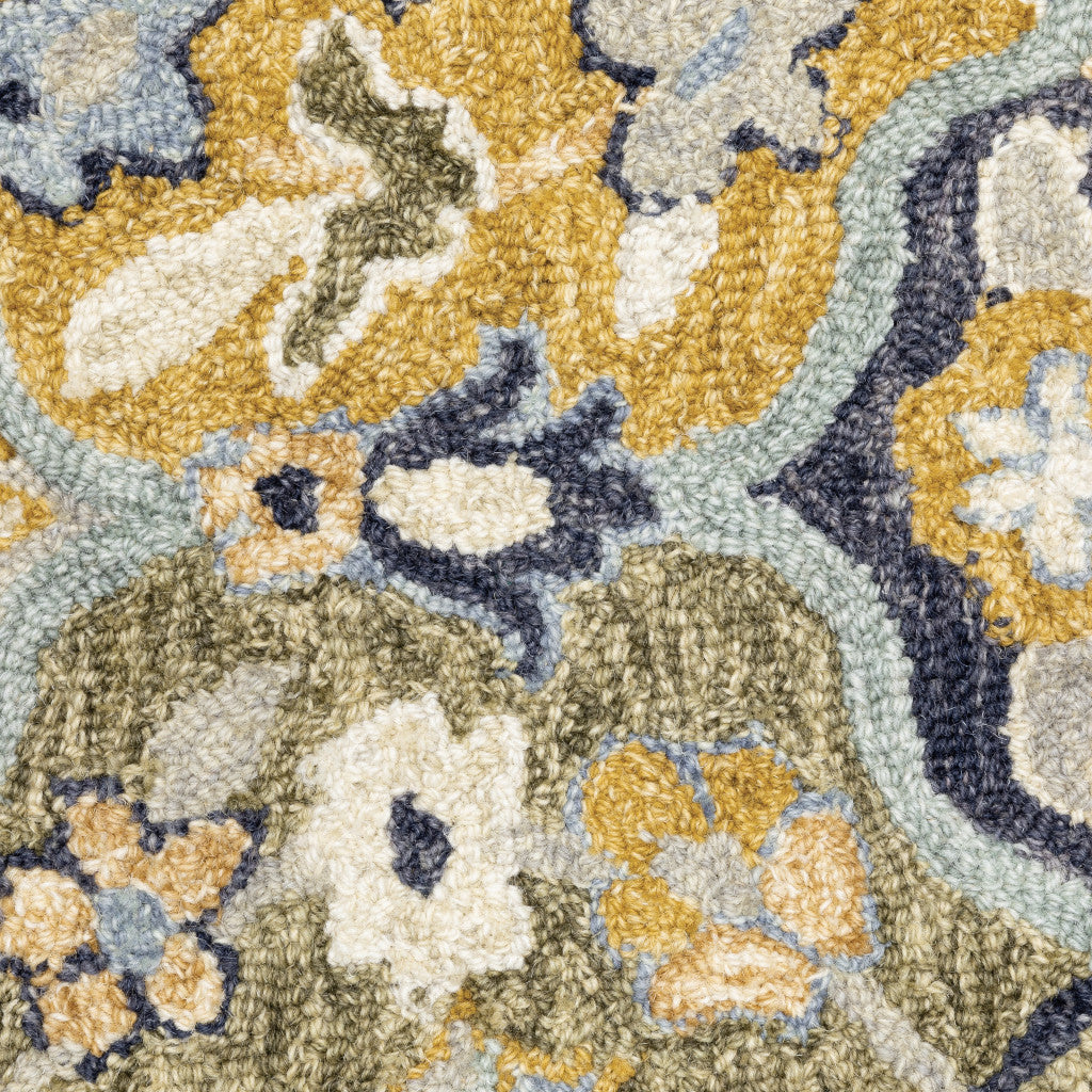 Handmade Stain-Resistant Geometric Area Rug in Blue, Green, Gold, Navy & Ivory