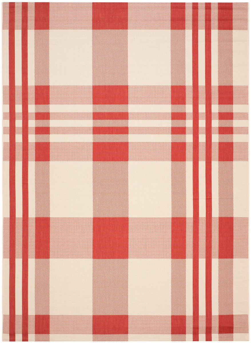 21-Inch Weatherproof Black and Bone Plaid Indoor/Outdoor Rug for Enchanting Patio Decor