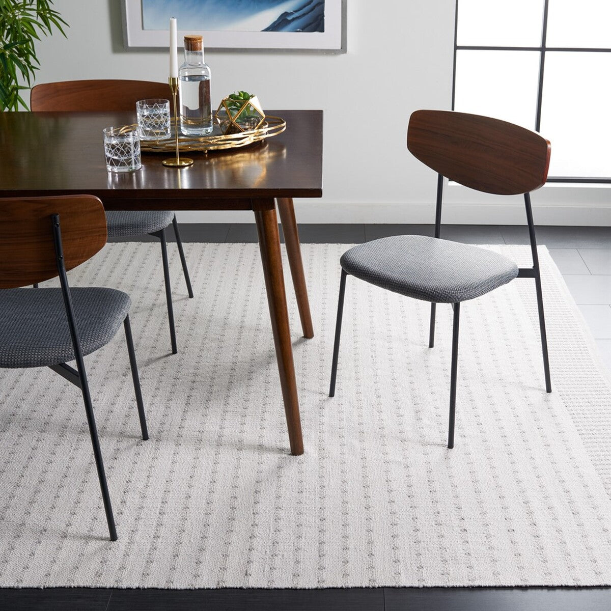 Stylish and Durable Hand - woven Bohemian Flat Weave Cotton Area Rug from India - Montauk 714