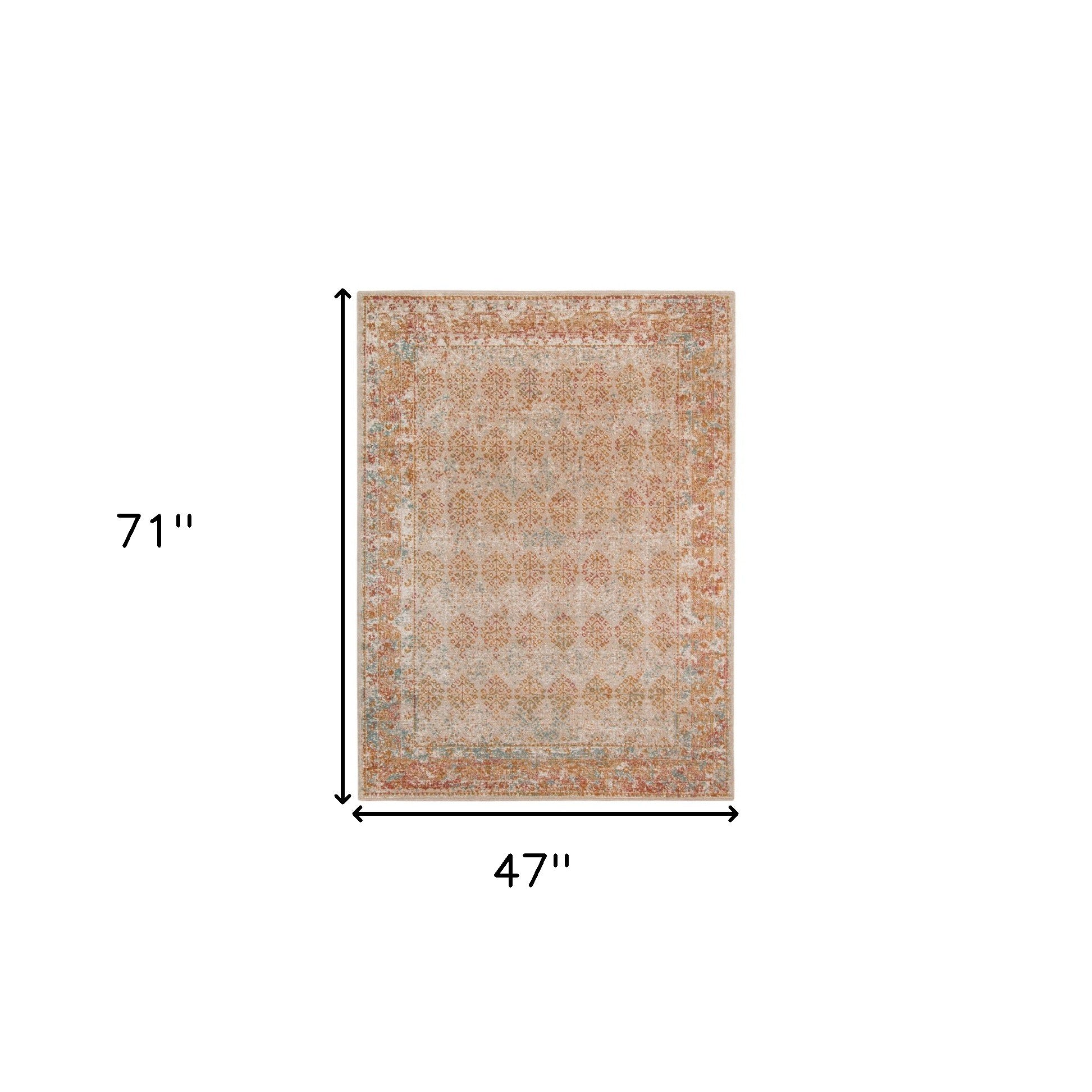 Stylish Teal and Orange Medallion Power Loom Area Rug - Stain Resistant for Pet Homes